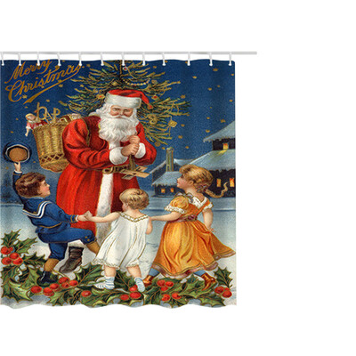

Gobestart Christmas Waterproof Polyester Bathroom Shower Curtain Decor With Hooks 65x71