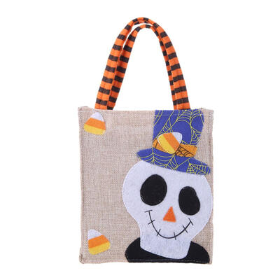 

Cotton Linen Carrier Bag Halloween Pumpkin Ghost Candy Gifts Holders Decor