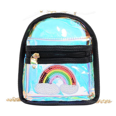 

Fashion Rainbow Pattern Laser Shoulder Handbags PVC Kid Clear Crossbody Bag
