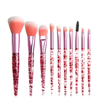 

10pcs Crystal Sequins Eye Makeup Brushes Kit Foundation Brush Blush Concealer Brush Lip Eyeshadow Eyebrow Brush Kit