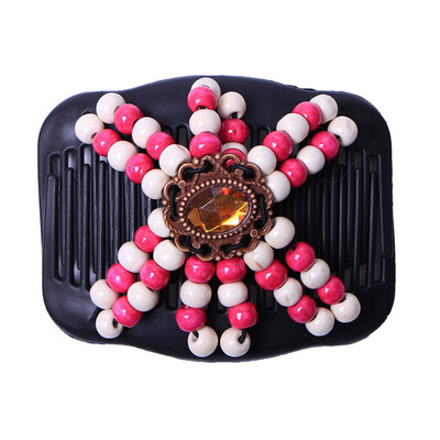 

〖Follure〗Women Magic Acrylic Vintage Hair Comb Double Clips Wooden Hair Slide