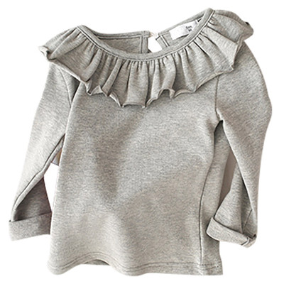

Autumn Baby Girl Long Sleeve Ruffle Design T-Shirts Kids Solid Color Soft Comfy Tops Tees Children Casual Blouse