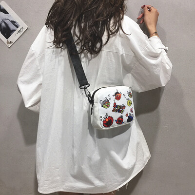 

Cartoon Sesame Street Crossbody Female 2019 New Wave Wild Cute Small Bag Japanese Harajuku Student Canvas Bag
