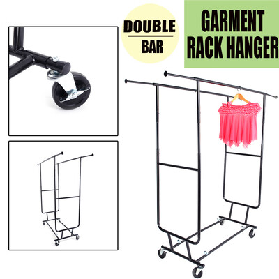 

150-Lbs Capacity Heavy Duty Steel Double-bar Clothing Garment Rack Hanger