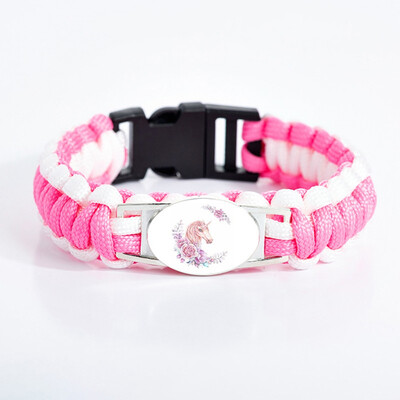 

8 Styles Unicorn Horse Adjustable Bracelets Camping Hiking Outdoor Survival Rope Para cord Bracelet Women Girls Jewelry Gift