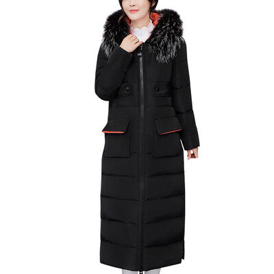 

Roseonmyhand Women Winter Warm Thick Outerwear Hair Collar Zip Coat Slim Cotton-padded Jacket