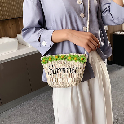 

Tailored Women Straw Flower Fashion Shoulder Bag Messenger Bag Wild Bucket Bag