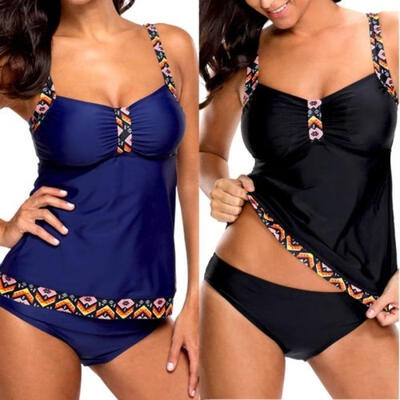 

Summer Lady Housekeeping Conservative Fashion Printed Seaside Swimwear Set