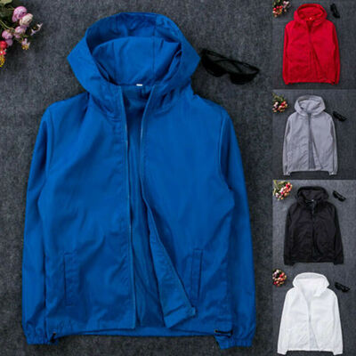 

Mens Fashion Windbreaker ZIPPER Jacket Hoodie Sports Outwear Coat Gym
