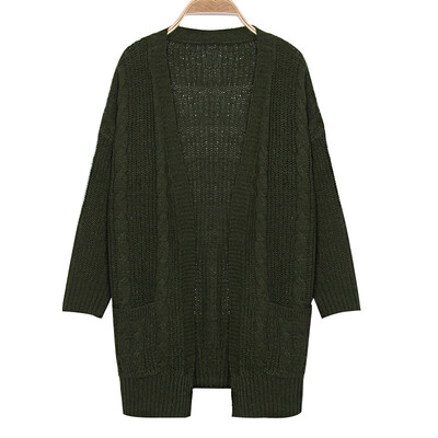 

Toponeto Womens Winter Open Front Solid Pocket Cardigan Long Sleeve Sweater Coat