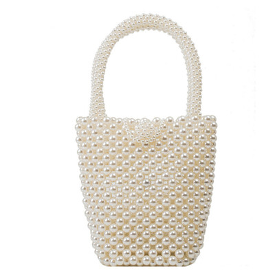 

2019 Autumn Women Beaded Totes Bags Vintage Acrylic Plastic Pearl Hollow Bag Luxury Handbag Quality Beading Bags