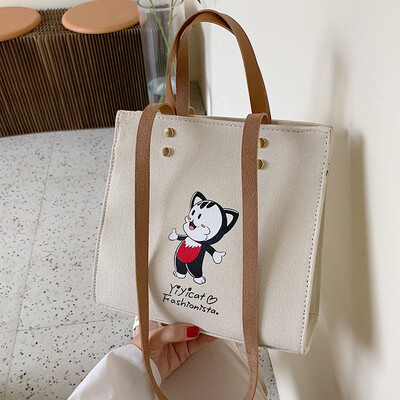 

Qiao Bani 2019 new South Korea Dongdaemun fashion print shopping bag Tote bag hand shoulder shoulder diagonal handbag