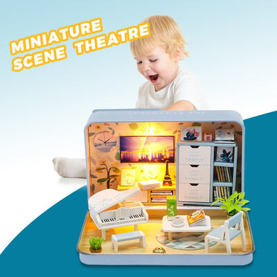 

Siaonvr Miniature Scene Theatre Wooden Puzzle Box DIY DollHouse Christmas Decoration Toy