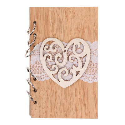 

Wedding Guest Books Wooden Retro Hollow Lace Notebook Name Sign Board Gifts