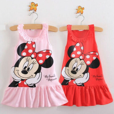 

Baby Girls Kids Cartoon Minnie Mouse Dress Sundress Clothes Party Dresses 1-7Y