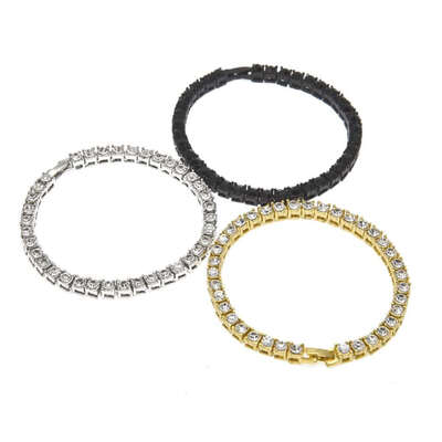

3pcs Rhinestone Bracelet Men Hand Chain Hip Hop Punk Alloy Crystal Bling Wrist Accessories