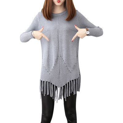 

Autumnwinter 2018 The new loose long fat mm in bigger sizes show thin sweater is natural yards dress