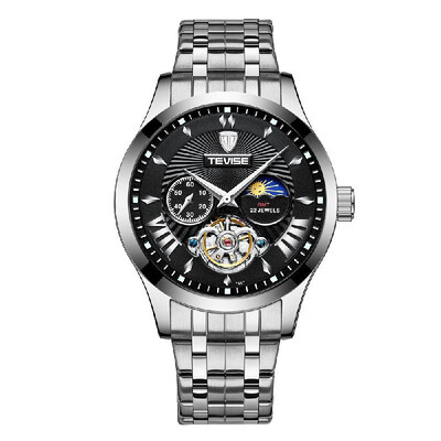 

TEVISE T857 Automatic Watch Mechanical Wristwatch Self-Wind Waterproof Wrist Watches Sun Moon Phase Display for Men