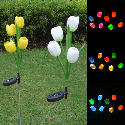 

Gobestart Solar Garden Lights Multi-Color Tulip Flowers Light Outdoor Decoration 2 Pcs