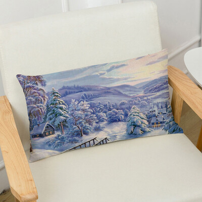 

〖Follure〗Merry Christmas Linen Pillow Cases Sofa Rectangle Cushion Cover Home Decoration