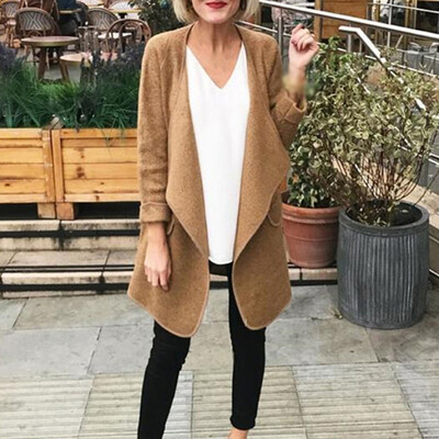 

Women Ladies Fashion Solid Color Slim Coat Cardigan Lapel Long Sleeve Casual