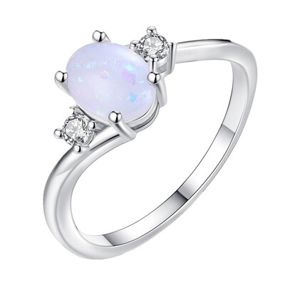 

Oval Cut Opal Diamond Ring Birthday Gift