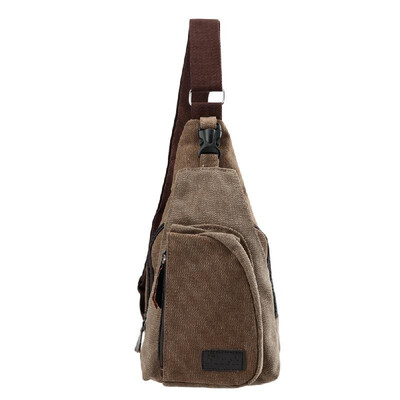 

Vintage Mens Canvas Military Bag Zipper Pocket Shoulder Travel Bag Hiking Small Bag BlackKhakiCoffee