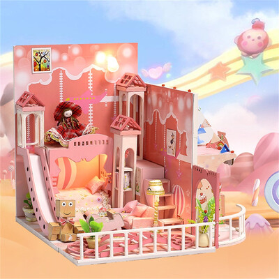 

Tailored Wooden Doll House DIY Miniature Model Puzzle Dollhouse Furnitures Kids Toys Gift
