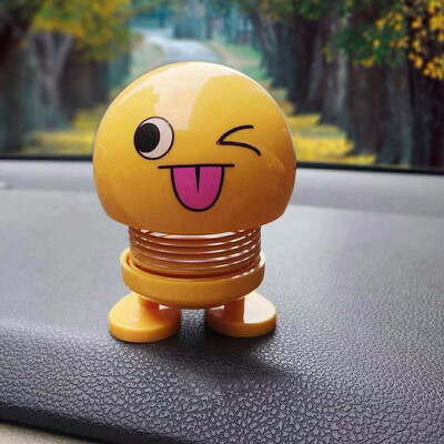 

Gobestart Spring Cute Smiley Doll Car Ornament Interior Dashboard Decor Bounce Toys