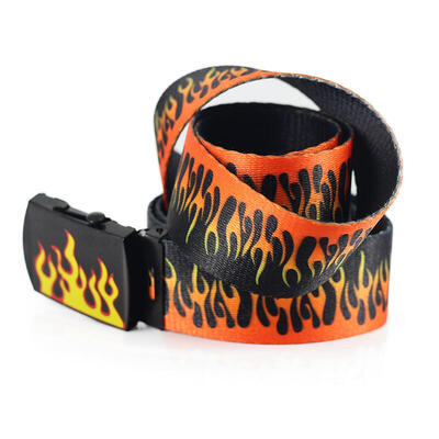 

new style flame print belt Men Women Unisex Plain Webbing Belts High Quality Nylon Belts fashion Men jeans Waist Belt waistband