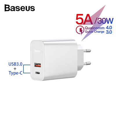 

Baseus 30W 5A quick charge adapter 30 Usb charger for Huawei QC 40 wall charge for iphone