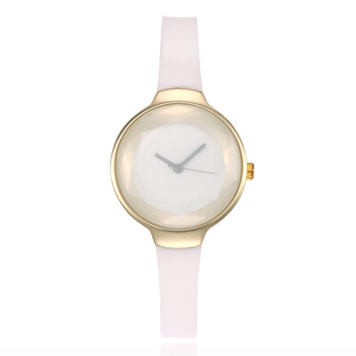 

Luxury womens fine silicone strap watch irregular mirror