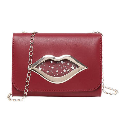 

Star Lips Decor Chain Shoulder Handbags PU Leather Women Flap Crossbody Bag