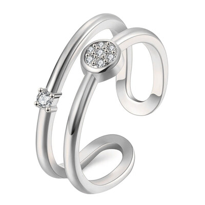 

Fashion Double Rhinestone Ring Fashion Crystal Rings Lover Gift Adjustable