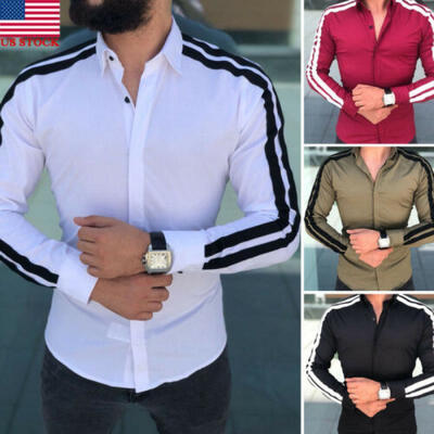 

US New Men Fashion Luxury Casual Stylish Slim Fit Long Sleeve Dress Shirts