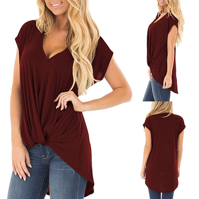 

Starmoon Women Casual Short Sleeve T-shirt Casual Loose Soild V Neck Top Blouse