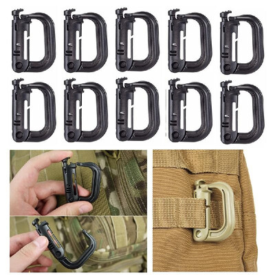

10 Pieces Tactical Gear Strap Clip for Molle Backpack Webbing Attachments D Ring Hook Tactical Vest Belt