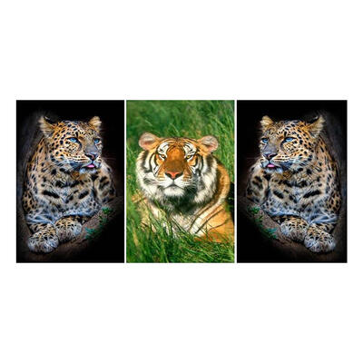 

3pcs 5D DIY Full Drill Square Diamond Painting Tiger Cross Stitch Embroider