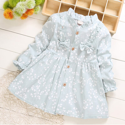 

Kids Girls Casual Long Sleeve Princess Costume Baby Floral Print Children Cotton Princess Dresses