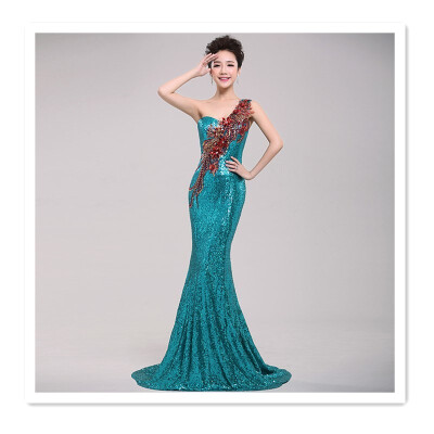 

2018 new sexy evening dress female red sequin fishtail skirt long section banquet annual meeting host dignified atmosphere