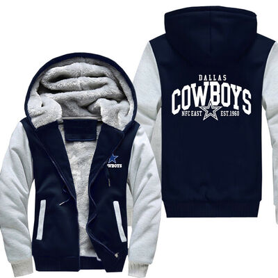 

Mens Dallas Cowboys Hoodie Zip up Jacket Coat Winter Warm