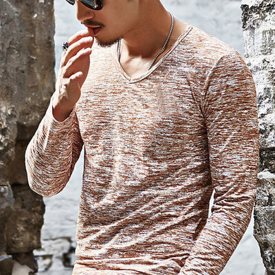 

Mens Long Sleeve V Neck Tops Casual Plus Size Slim Fit Casual Pullover Shirts