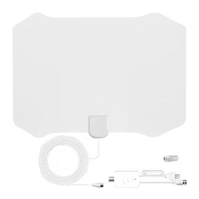 

Indoor TV Antenna White 80 Miles w Signal Amplifier Digital HDTV Antenna