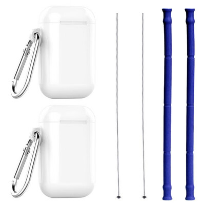 

2pcsset Reusable Silicone Collapsible Straws Bar Accessories Portable Collapsible Reusable Cleaning Brush Drinking Straws Party B