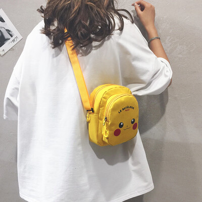 

Cartoon cute small bag female 2019 new Japanese Harajuku wild Pikachu Messenger bag canvas shoulder bag tide