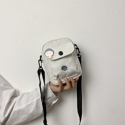 

Cartoon planet canvas small square bag female temperament fashion chic Messenger bag 2019 new simple&versatile shoulder bag