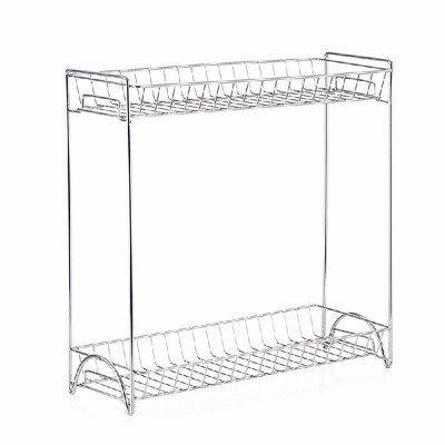 

2-Tier Spice Rack Standing Rack Kitchen Bathroom Countertop Storage Organizer Bottle Shelf Holder Chrome