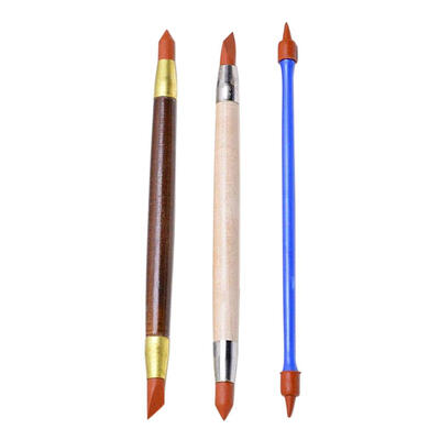 

3pcsset Wood Handle Silicone Rubber Clay Shaper Sculpting Modelling Tools