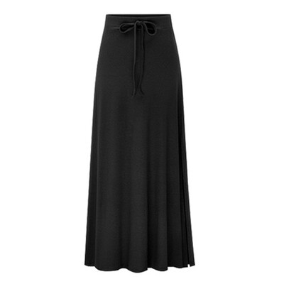 

Womens Casual Long Skirt Elastic Waist Tie Up Split Bodycon Skirts Plus Size