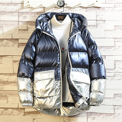 

Toponeto New Mens Winter Casual Splicing Contrast Hooded Warm Cotton Clothing Coat